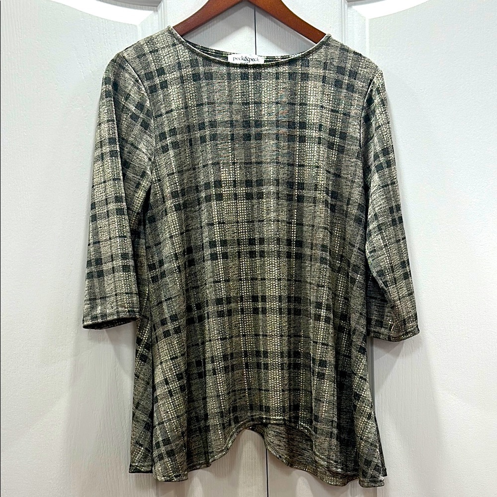 Peck & Peck 3/4 Sleeve Boxy Top Petite M